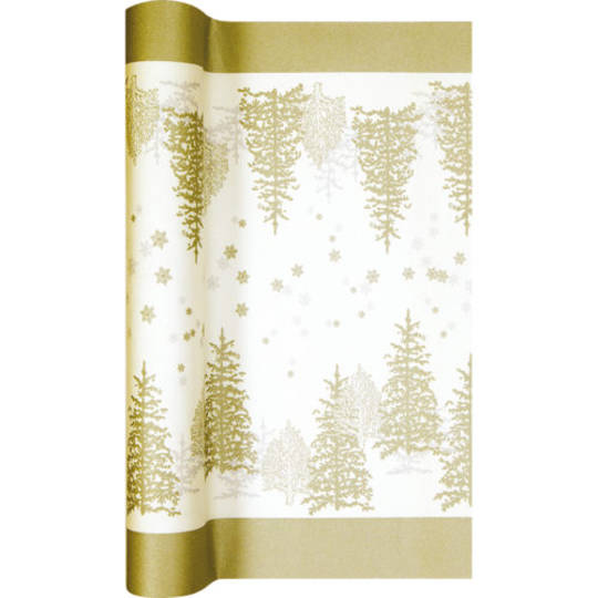 Paper Table Runner, Gold Trees & Snowflakes 40x490cm